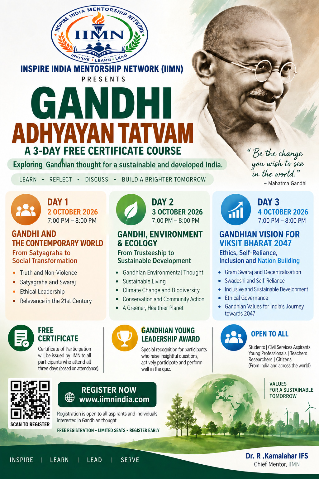 Gandhi Adhyayan Tatvam — IIMN 3-Day Free Certificate Course